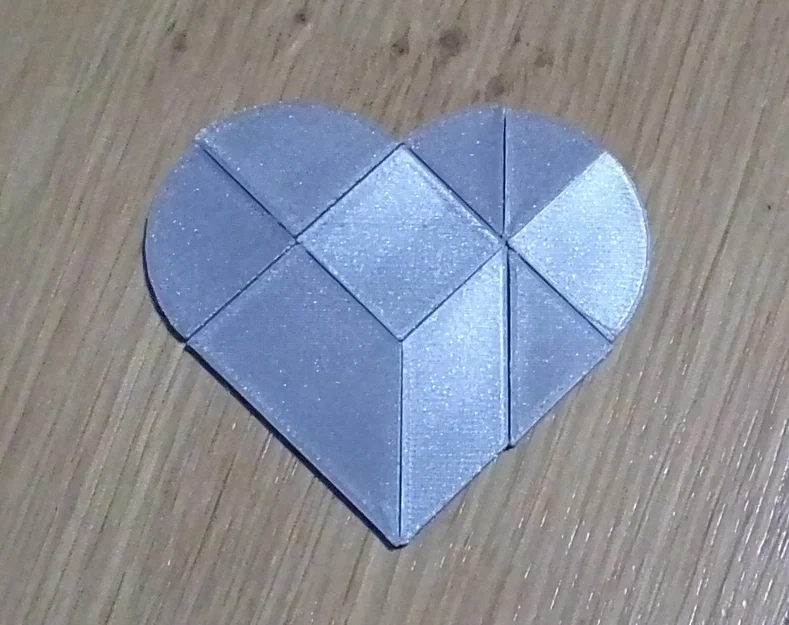 Tangram Heart: Bộ xếp hình trí tuệ hình trái tim cho máy in 3D - Image 1
