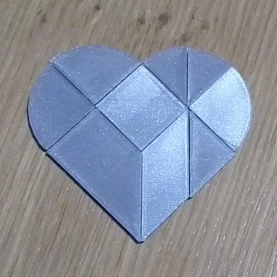 Tangram Heart: Bộ xếp hình trí tuệ hình trái tim cho máy in 3D