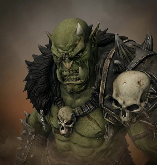 Bloodbound Realms – Orc – Chiến binh rìu hai tay, Kẻ tàn phá vùng đất tro tàn (Mô hình STL 3D) - Image 4