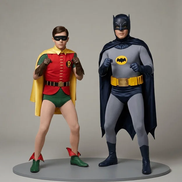 Mô hình 3D Batman và Robin (1966) - Siêu anh hùng cổ điển - Image 1