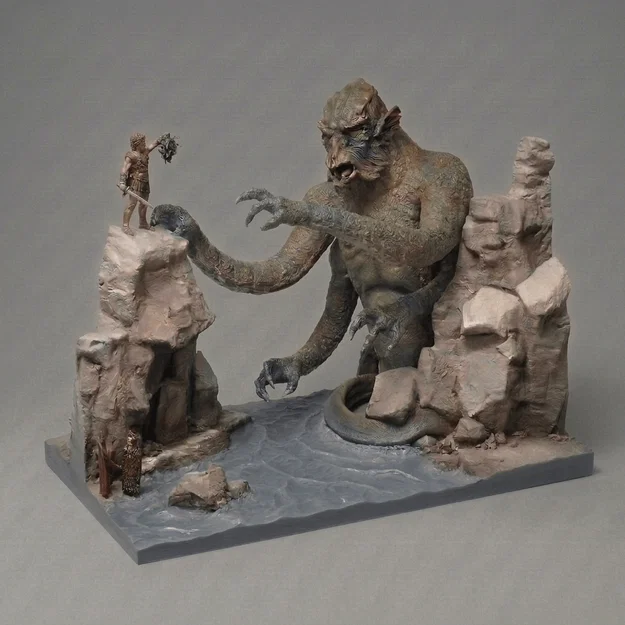 Mô hình 3D Clash of the Titans - Kraken đối đầu Medusa (1981) - Image 1