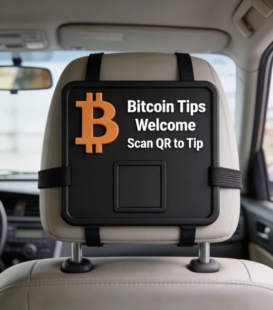 Bảng thông báo nhận tiền tip Bitcoin gắn tựa đầu ghế xe hơi 3D - Image 2
