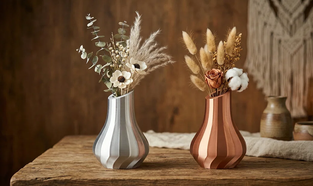 Bình Hoa Boho 3D In Kim Loại Hiện Đại Lotos - Image 1