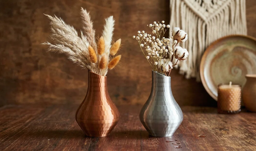 Bình Hoa Modern Faceted Metallic Boho In 3D - Image 1