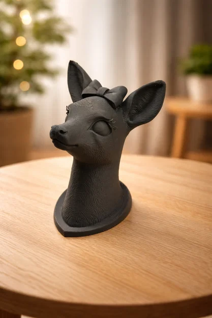 Tượng đầu nai trang trí với nơ xinh xắn - Mẫu 3D đẹp cho không gian - Image 1