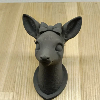Tượng đầu nai trang trí với nơ xinh xắn - Mẫu 3D đẹp cho không gian
