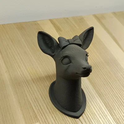 Tượng đầu nai trang trí với nơ xinh xắn - Mẫu 3D đẹp cho không gian