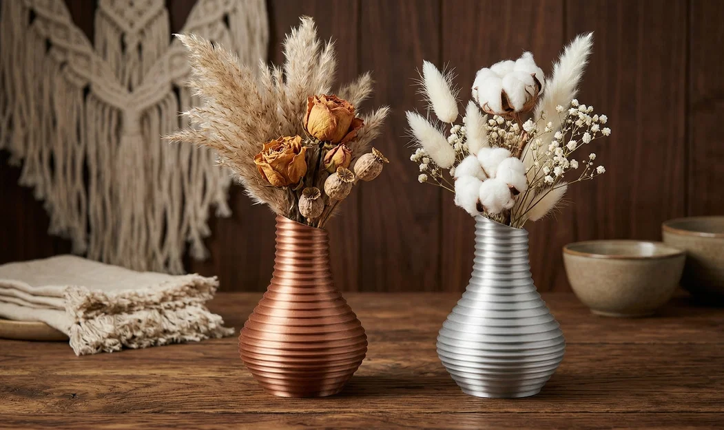 Bình Hoa Boho Kim Loại Phối Vòng Hiện Đại - Image 1