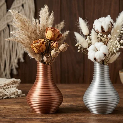 Bình Hoa Boho Kim Loại Phối Vòng Hiện Đại