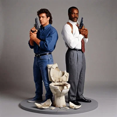 Mô hình 3D nhân vật Lethal Weapon (Riggs & Murtaugh) năm 1987