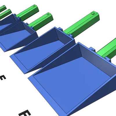 Bộ sưu tập xẻng xúc (Scoop) đa năng 6 kích thước - In 3D không support