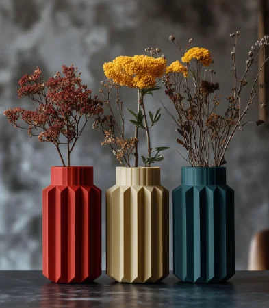 Bộ Ba Bình Hoa Hình Học Geometric Trio Vases - Image 1