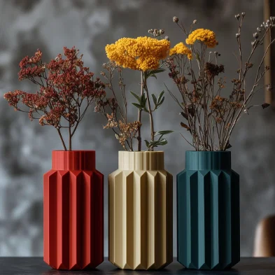 Bộ Ba Bình Hoa Hình Học Geometric Trio Vases
