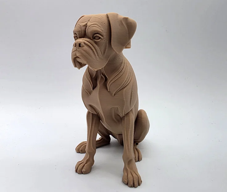 Tượng Chó Boxer Ngồi Phong Cách Điêu Khắc Gỗ - Image 1