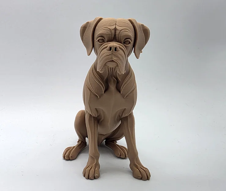 Tượng Chó Boxer Ngồi Phong Cách Điêu Khắc Gỗ - Image 2