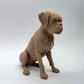 Tượng Chó Boxer Ngồi Phong Cách Điêu Khắc Gỗ - Thumbnail 3