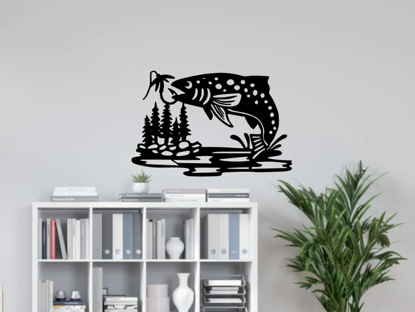 Tranh treo tường nghệ thuật hình cá Fly Fishing cho người đam mê câu cá - Image 1