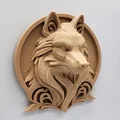 Phù điêu đầu sói trang trí tường 3D - Thiết kế in không cần support - Thumbnail 1