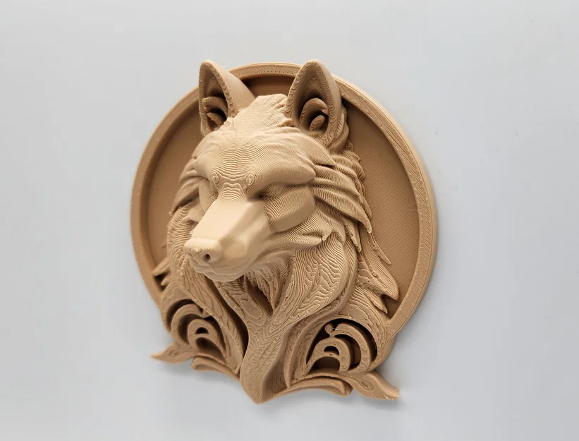 Phù điêu đầu sói trang trí tường 3D - Thiết kế in không cần support - Image 3