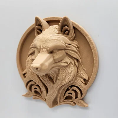 Phù điêu đầu sói trang trí tường 3D - Thiết kế in không cần support