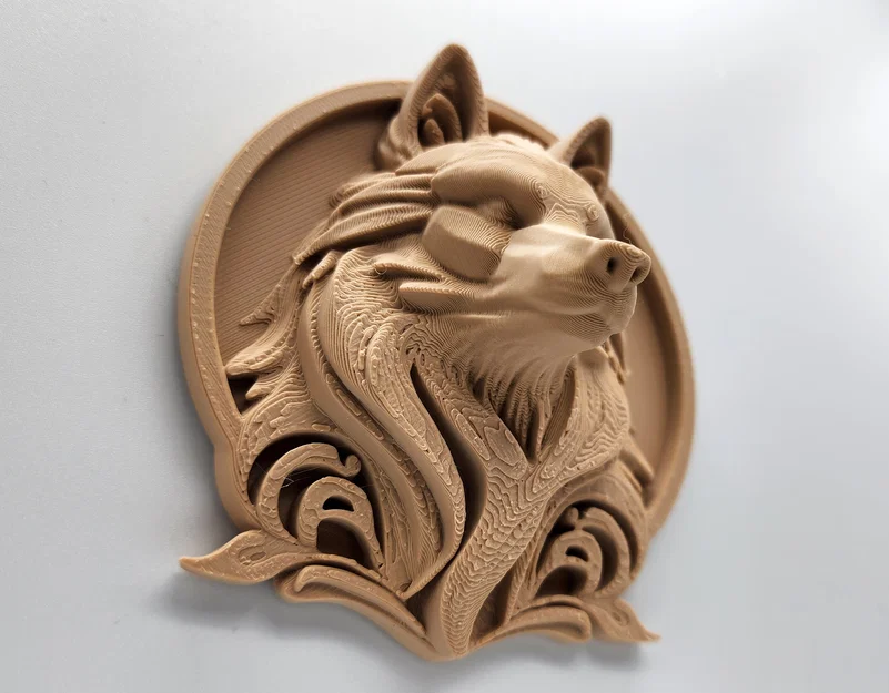 Phù điêu đầu sói trang trí tường 3D - Thiết kế in không cần support - Image 5