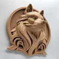 Phù điêu đầu sói trang trí tường 3D - Thiết kế in không cần support - Thumbnail 5