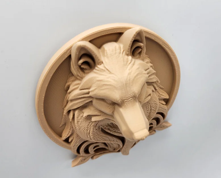 Phù điêu đầu sói trang trí tường 3D - Thiết kế in không cần support - Image 6