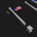 Mô hình in 3D cờ Hoa Kỳ và cột treo trang trí để bàn - Thumbnail 3