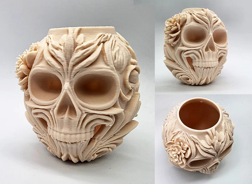 Bình Hoa Hình Đầu Lâu Họa Tiết Hoa Văn (Floral Skull Vase) - Image 1