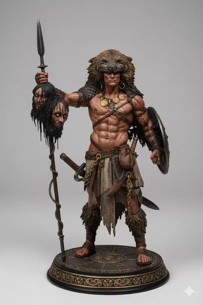 Mô hình 3D Chiến binh đội lốt gấu (Bear-Headed Warlord) tinh xảo - Image 2