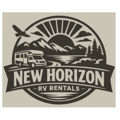Mô hình 3D logo New Horizon RV Rentals ấn tượng