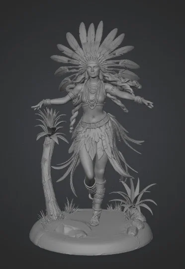 Mô hình 3D nữ chiến binh thổ dân Mỹ (Native American Indian) cực chi tiết - Image 1