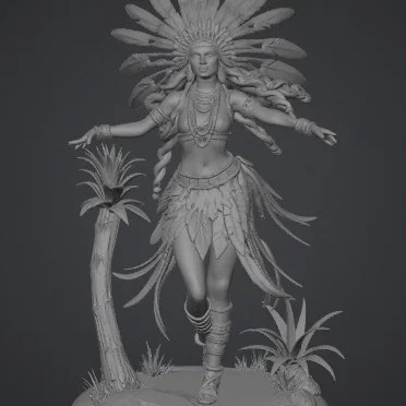 Mô hình 3D nữ chiến binh thổ dân Mỹ (Native American Indian) cực chi tiết