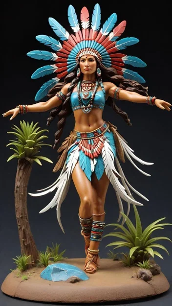 Mô hình 3D nữ chiến binh thổ dân Mỹ (Native American Indian) cực chi tiết - Image 2