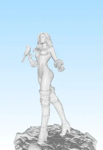 Mô hình 3D Yennefer xứ Vengerberg và chim quạ - File STL sắc nét - Image 1