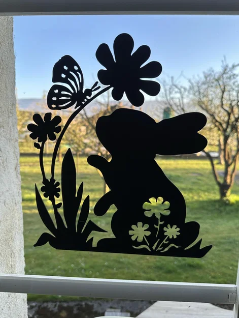 Trang trí Phục Sinh hình chú thỏ - Mẫu in 3D trang trí cửa kính xinh xắn - Image 1