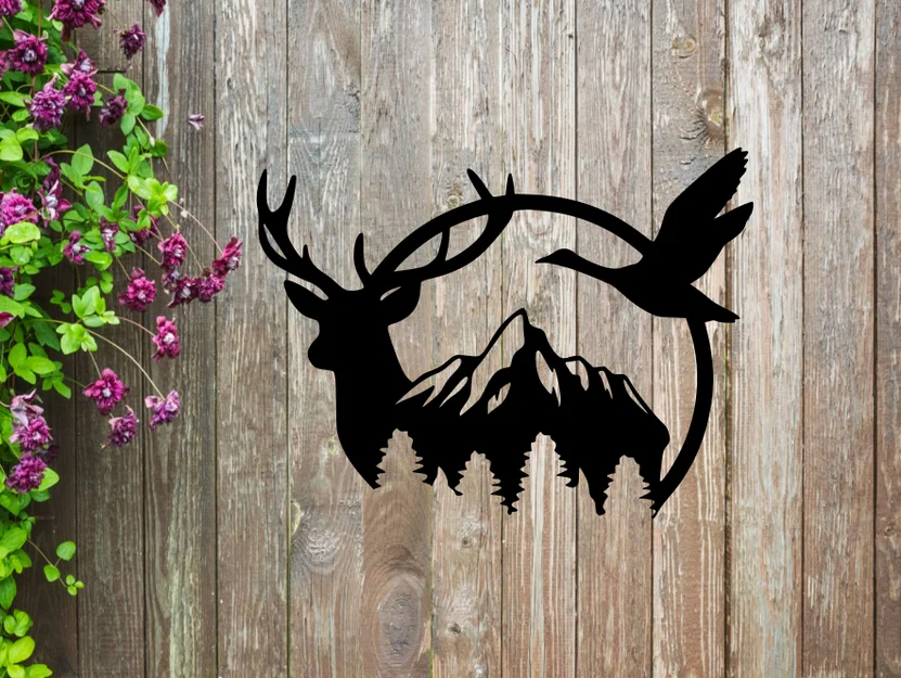 Tranh treo tường 3D nghệ thuật hình hươu và vịt hoang dã - Image 1