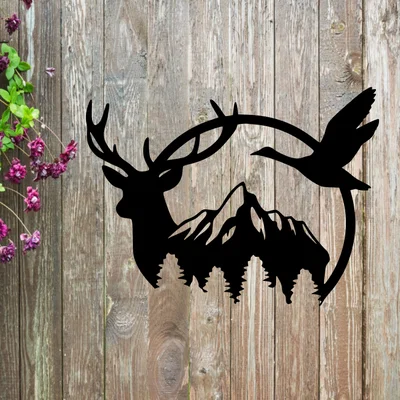 Tranh treo tường 3D nghệ thuật hình hươu và vịt hoang dã