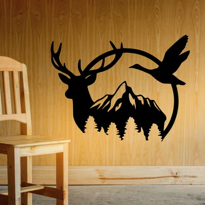 Tranh treo tường 3D nghệ thuật hình hươu và vịt hoang dã