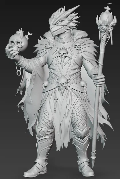 Mô hình 3D Lizard Mage 1 - Pháp sư hắc ám cho game RPG - Image 2