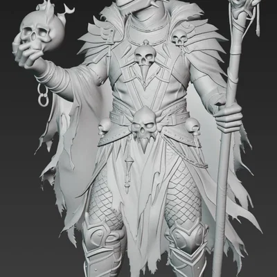 Mô hình 3D Lizard Mage 1 - Pháp sư hắc ám cho game RPG