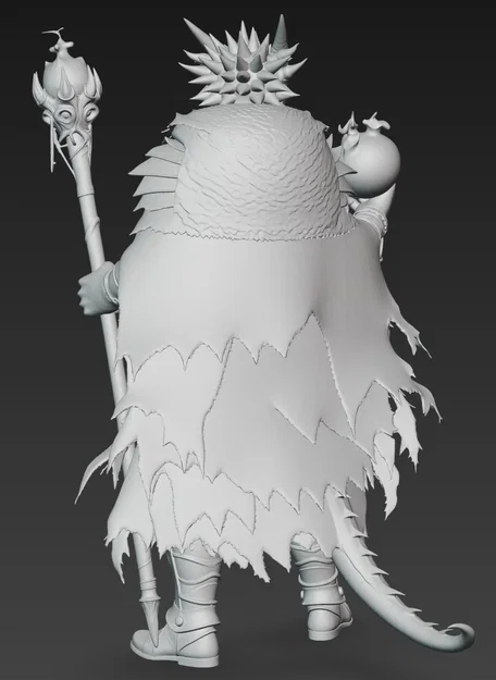 Mô hình 3D Lizard Mage 1 - Pháp sư hắc ám cho game RPG - Image 3