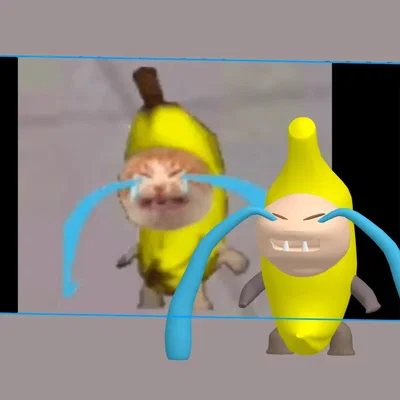 Mô hình in 3D Banana Cat Crying dễ thương với giọt nước mắt tháo rời