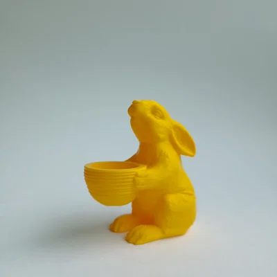 Mô hình 3D chú thỏ Phục sinh cầm giỏ trang trí đáng yêu