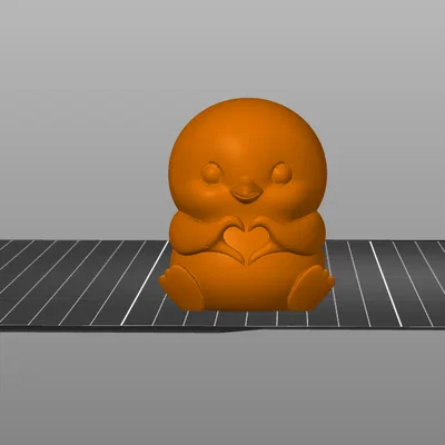 Mô hình 3D chú chim cánh cụt con đáng yêu tạo hình trái tim