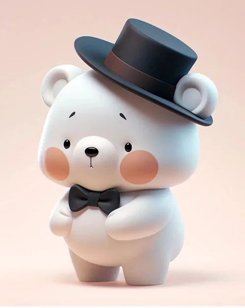 Mô hình chú gấu nhỏ đội mũ (Baby Bear Hat) đáng yêu cho in 3D - Image 1