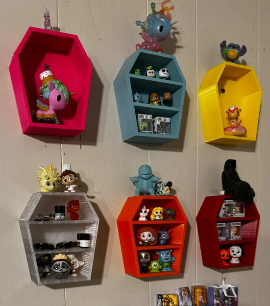 Kệ treo tường hình quan tài có ngăn (Wall Coffin with shelves) in 3D - Image 2