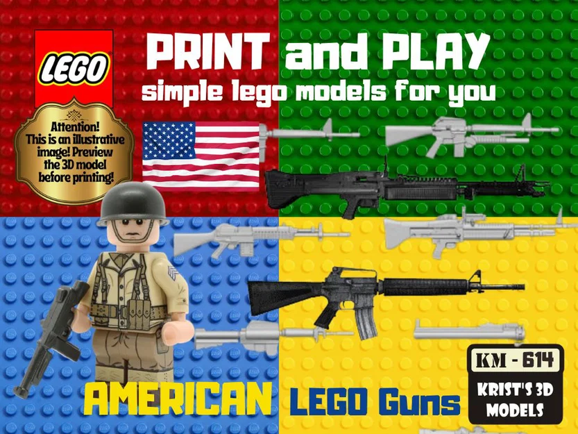 Mô hình súng phong cách Mỹ (LEGO American Guns) in 3D cực chất - Image 1