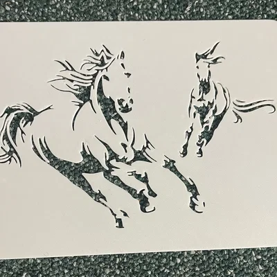 Bộ 4 khuôn hình con ngựa #2 - Mẫu stencil dùng để vẽ và tô màu
