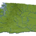 Bản đồ địa hình tiểu bang Washington, USA (WA) kèm sông ngòi và bờ biển - Thumbnail 10
